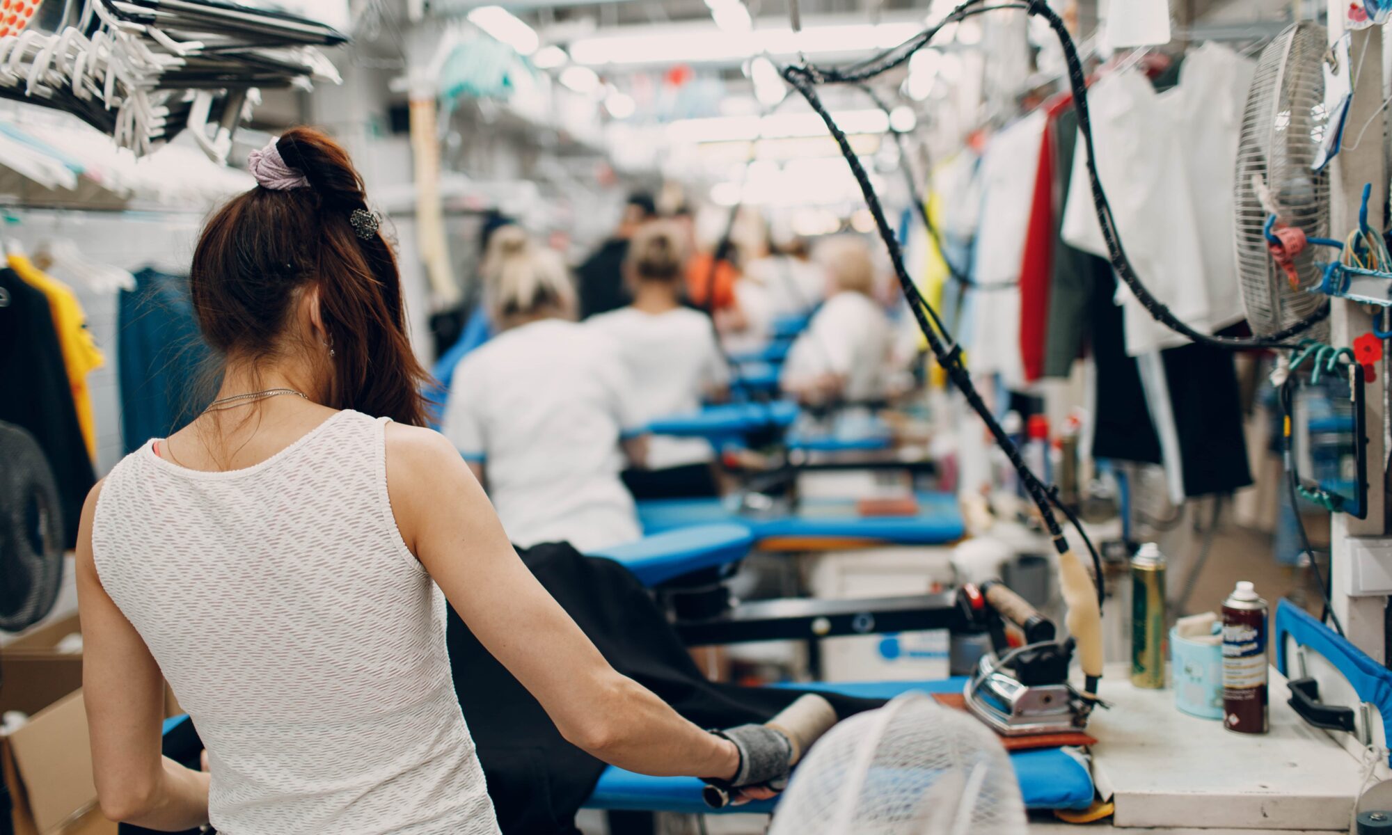 A woman working in a clothing factory