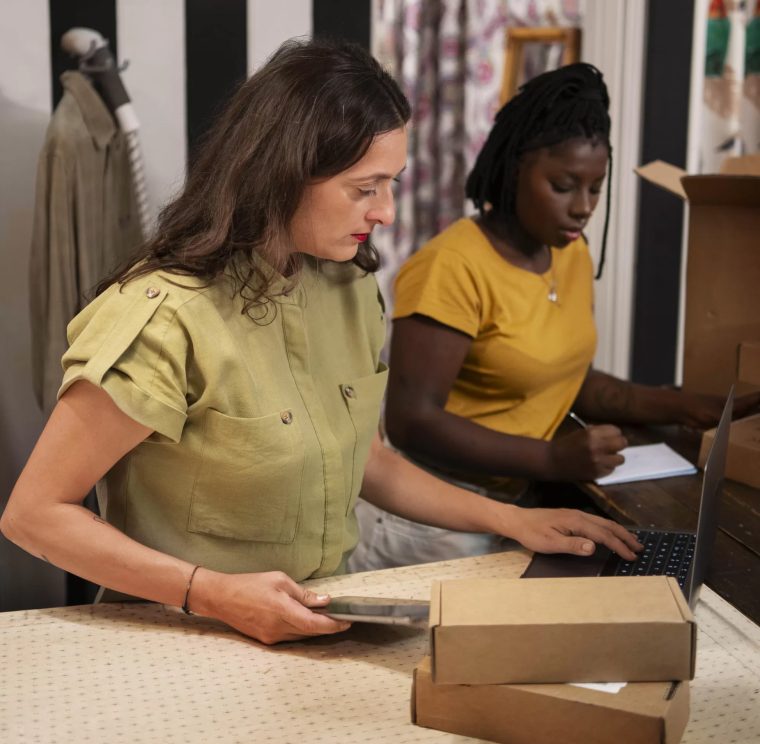 Employee organising fashion operations using an ERP