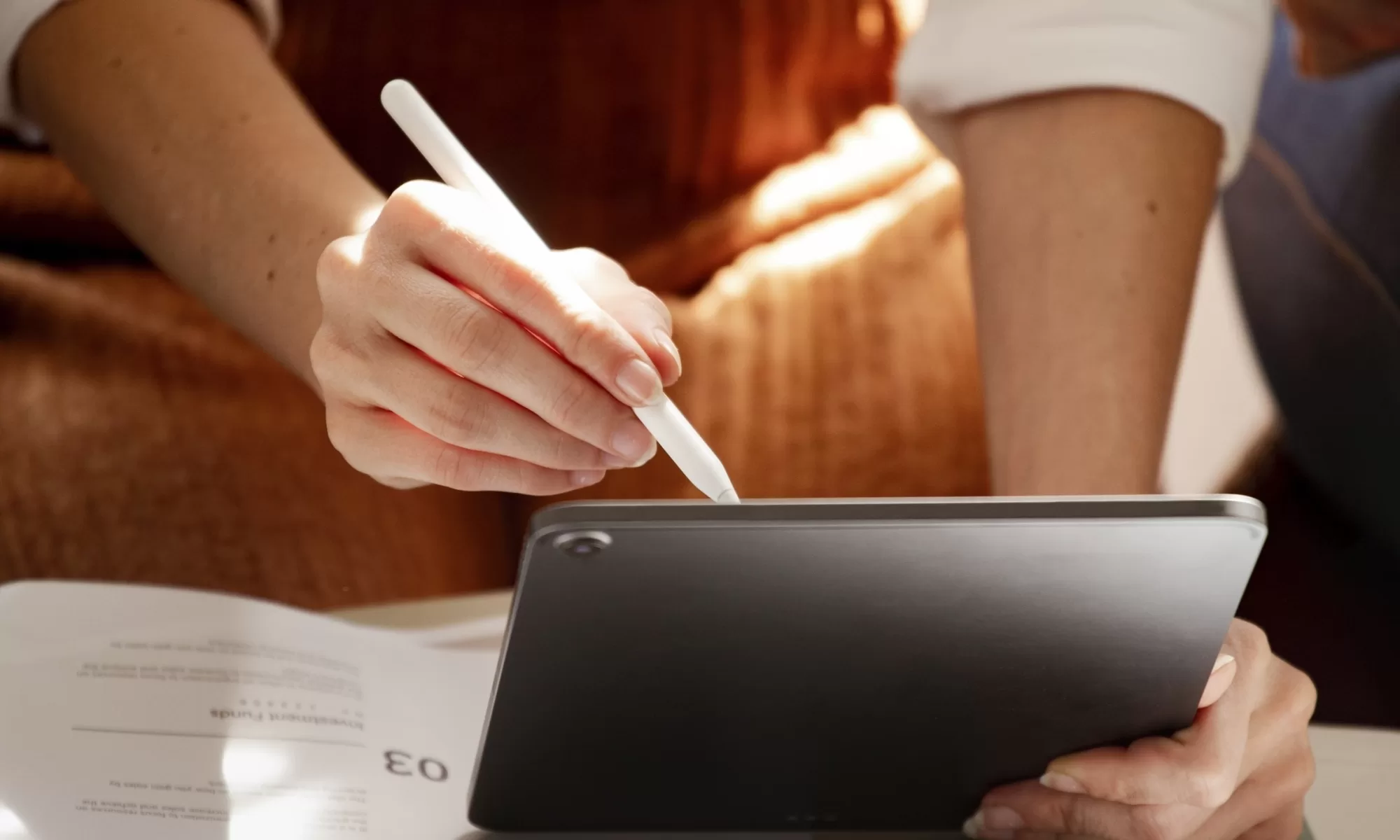 Person using sales app in their business.