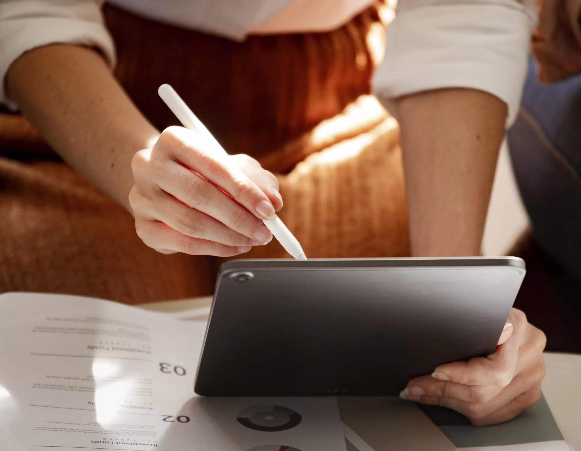 Person using sales app in their business. 