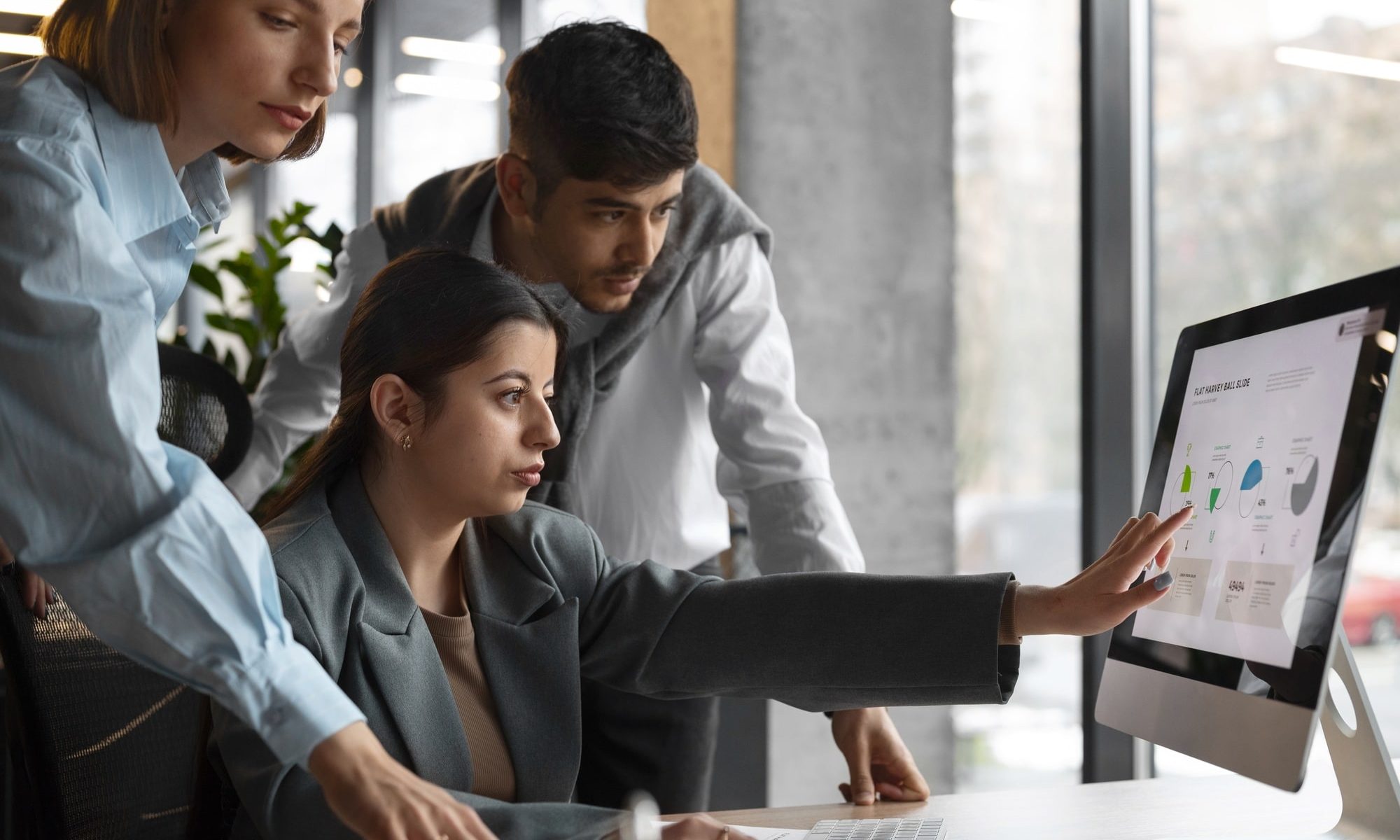 People using an ERP in an office