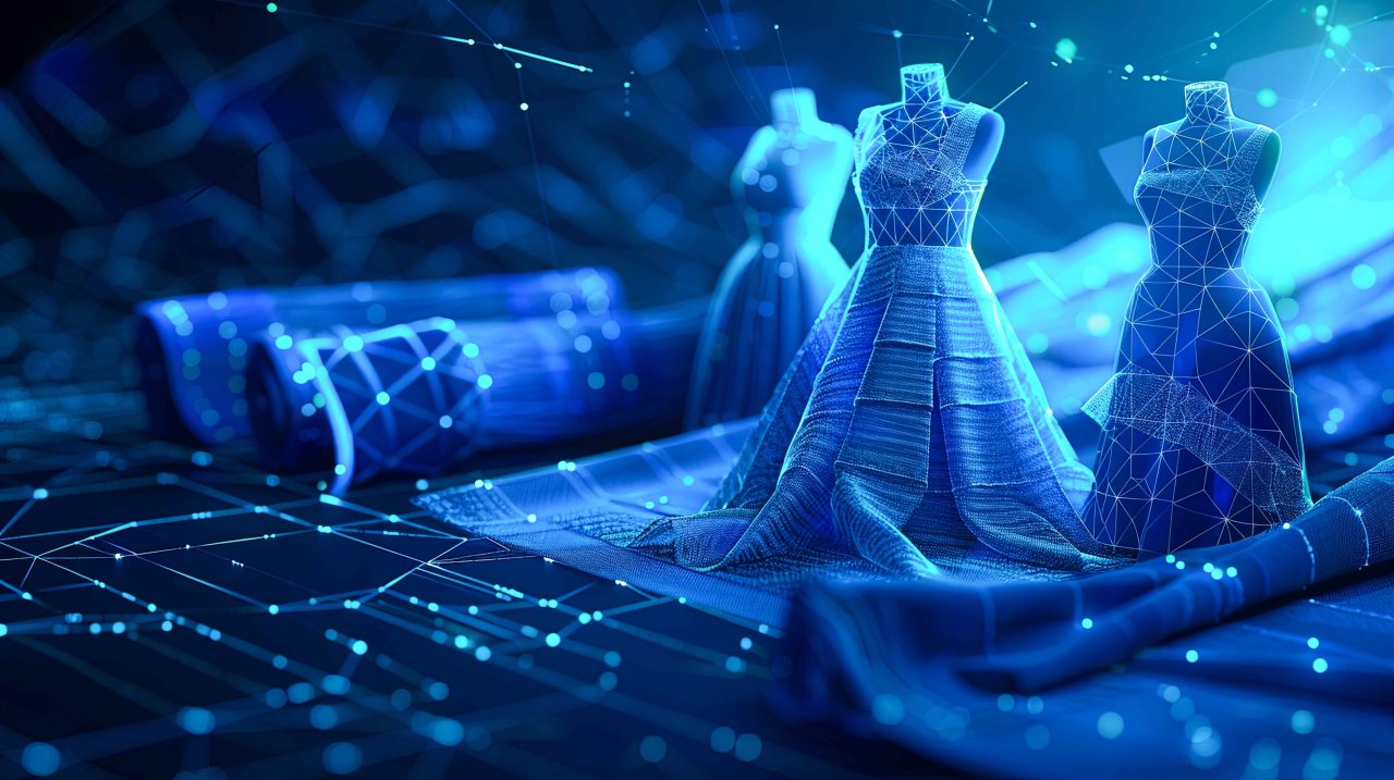 3d rendered dresses coming out of fabric