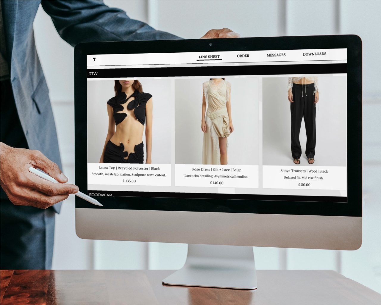 Zedonk's digital showroom module demonstrated on a computer Zedonk's digital showroom module demonstrated on a computer